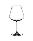 Empty NUDE Salute Burgundy wine glass, large-bowl crystal stemware with a slender stem