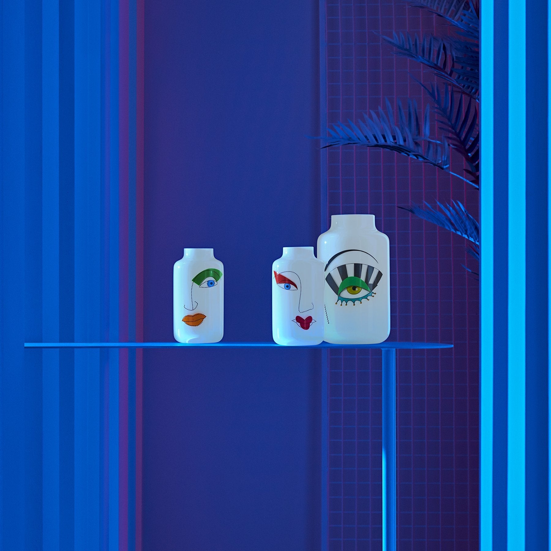 NUDE Mini Magnolia Rock & Pop vases in neon scenery