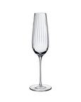 NUDE Round Up sparkling wine glass, a lead-free crystal flute glass with a rounded rippled design, presented on white background