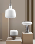 Smooth Lamp in Opaque Glass with Stone Base