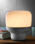Smooth Lamp in Opaque Glass with Stone Base