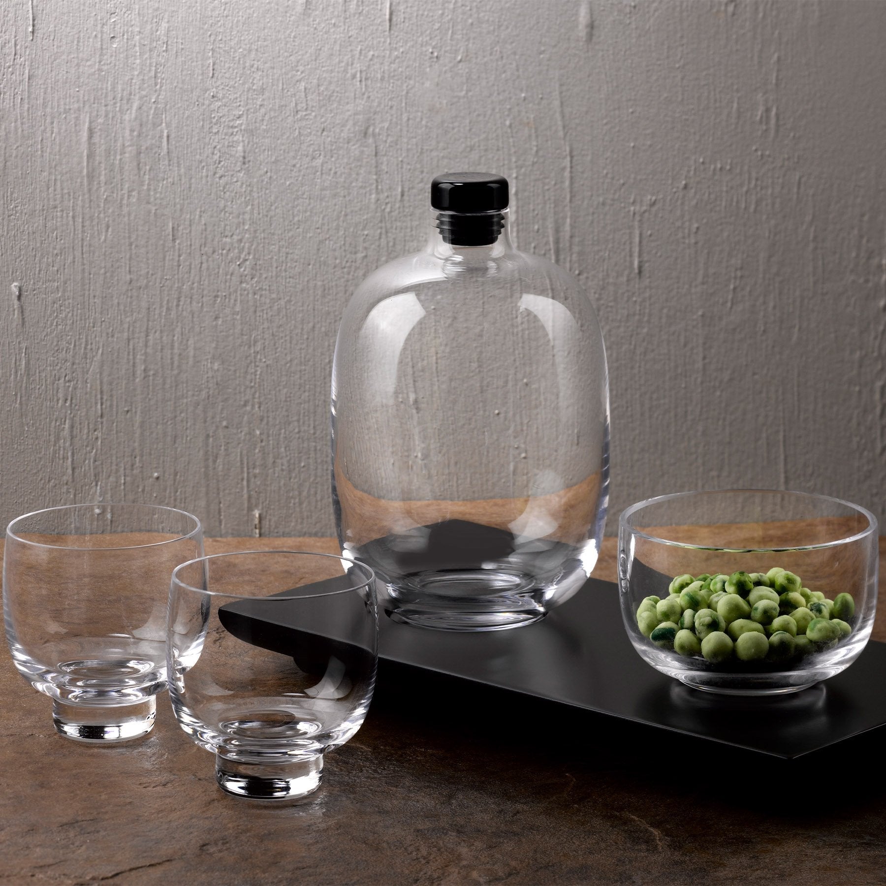 Malt Whiskey Bottle with Wooden Tray