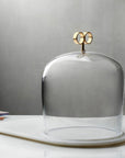 Cupola Cake Dome High with Brass Handle and Marble Base
