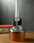 Contour Candle Holder with Clear Top and Copper Base