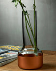 Contour Bud vase with Clear Top and Copper Base