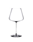 NUDE Splash Red Wine glass, empty, shown on a plain white background, showing its wide tapered bowl and ripple foot base.