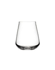 Empty NUDE Salute stemless tumbler with a tapered crystal shape and sturdy base