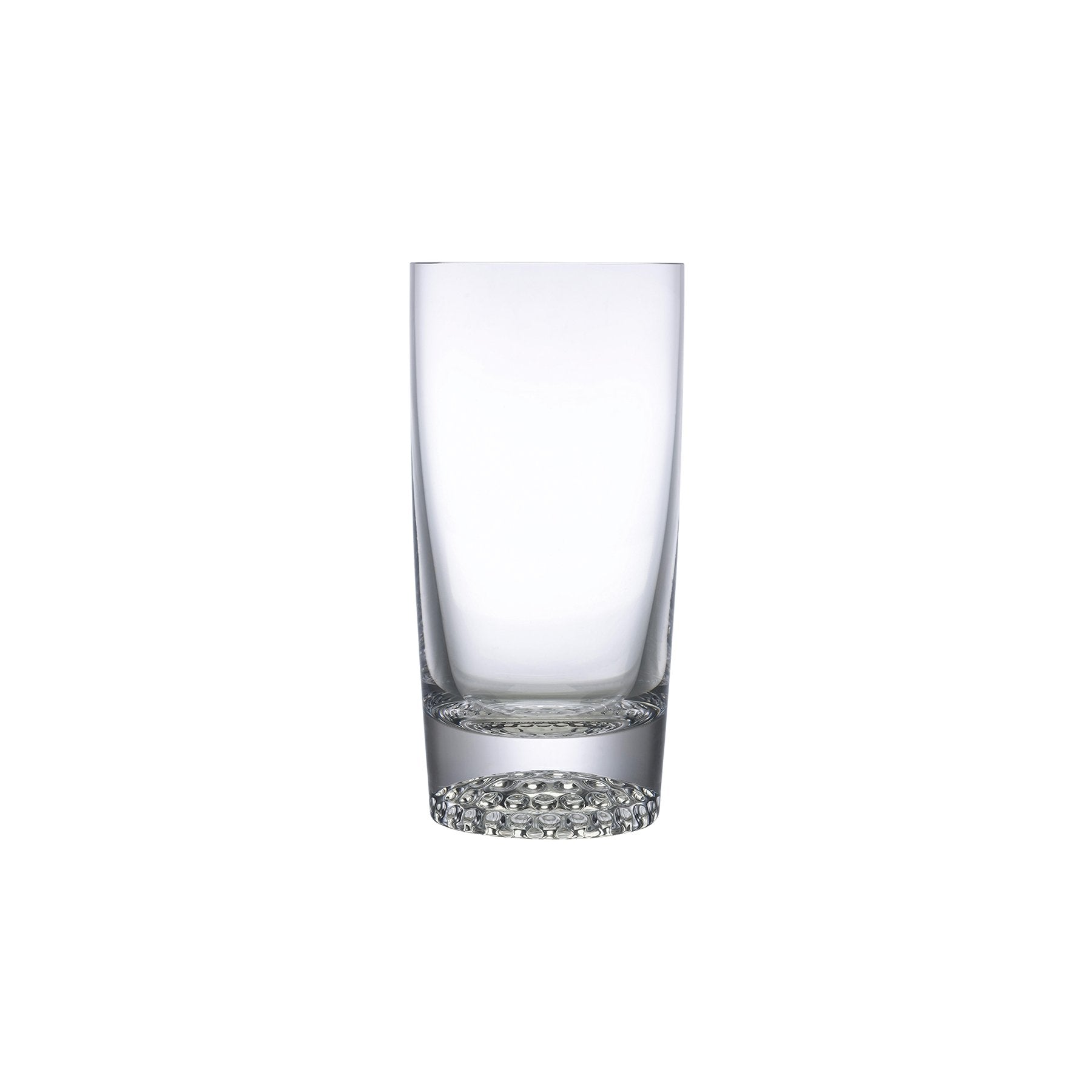 NUDE Ace high ball glasses with golf pattern on the bottom empty