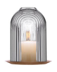 Lead-free crystal candle holder Ilo, a dome shaped candle holder with rippled glass effect, with candle presented on white background