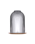 Lead-free crystal candle holder Ilo in small, a dome shaped candle holder with rippled glass effect, without candle presented on white background