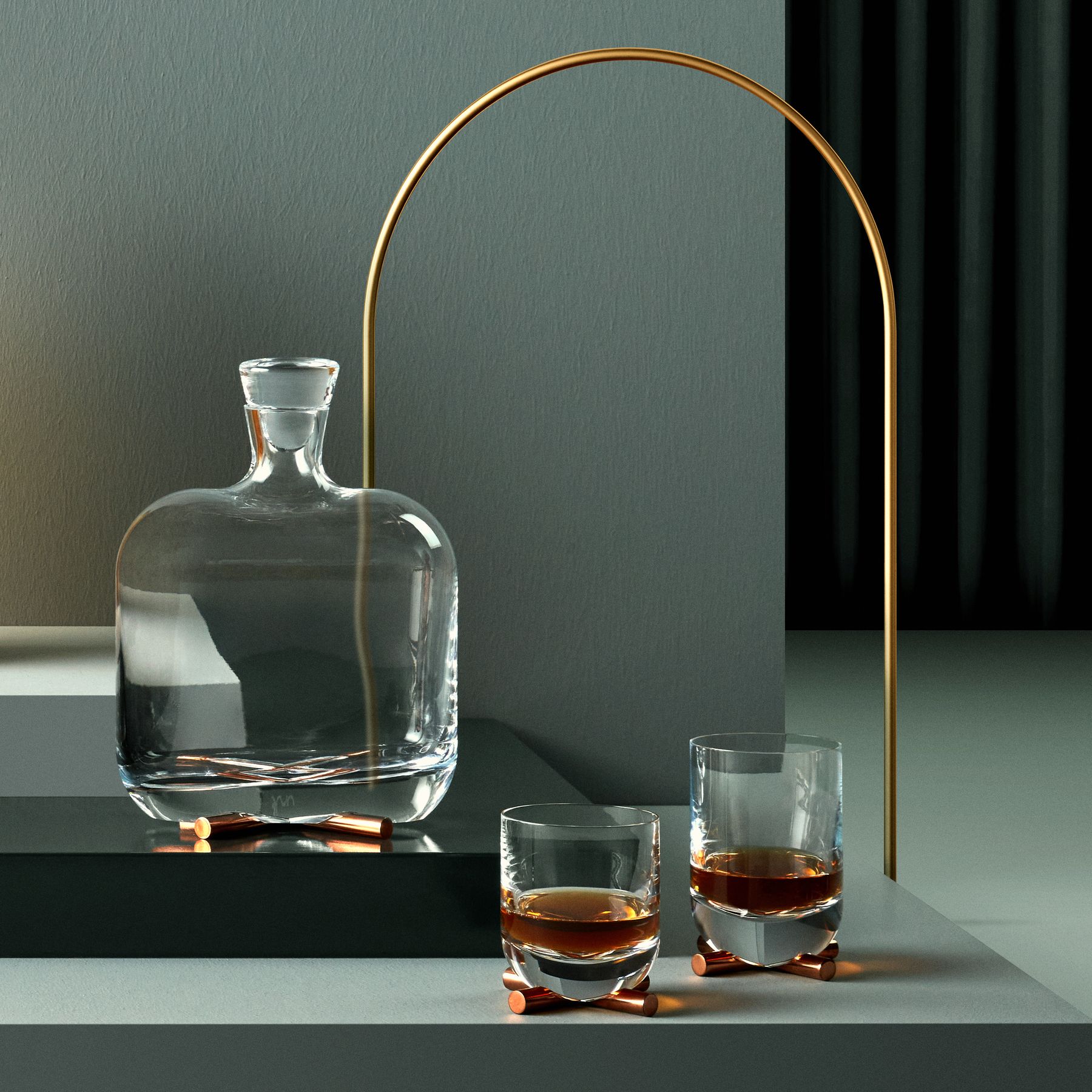 Camp Whisky DOF Glass With Brass Base